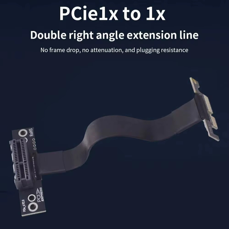TISHRIC PCIe 3.0 x1 Riser-Verlängerungskabel mit 90 Grad Winkel für WLAN, Soundkarten und USB-Geräte in Schwarz oder Weiß - Bild 3