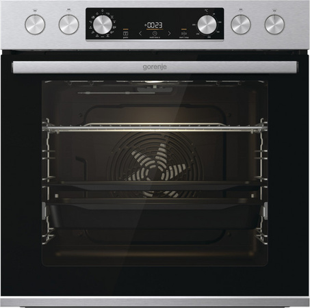 Gorenje Einbauherdset Steel Set in Silber mit Glaskeramikkochfeld und Backofen mit Heißluft, Dampfunterstützung und katalytischer Reinigung