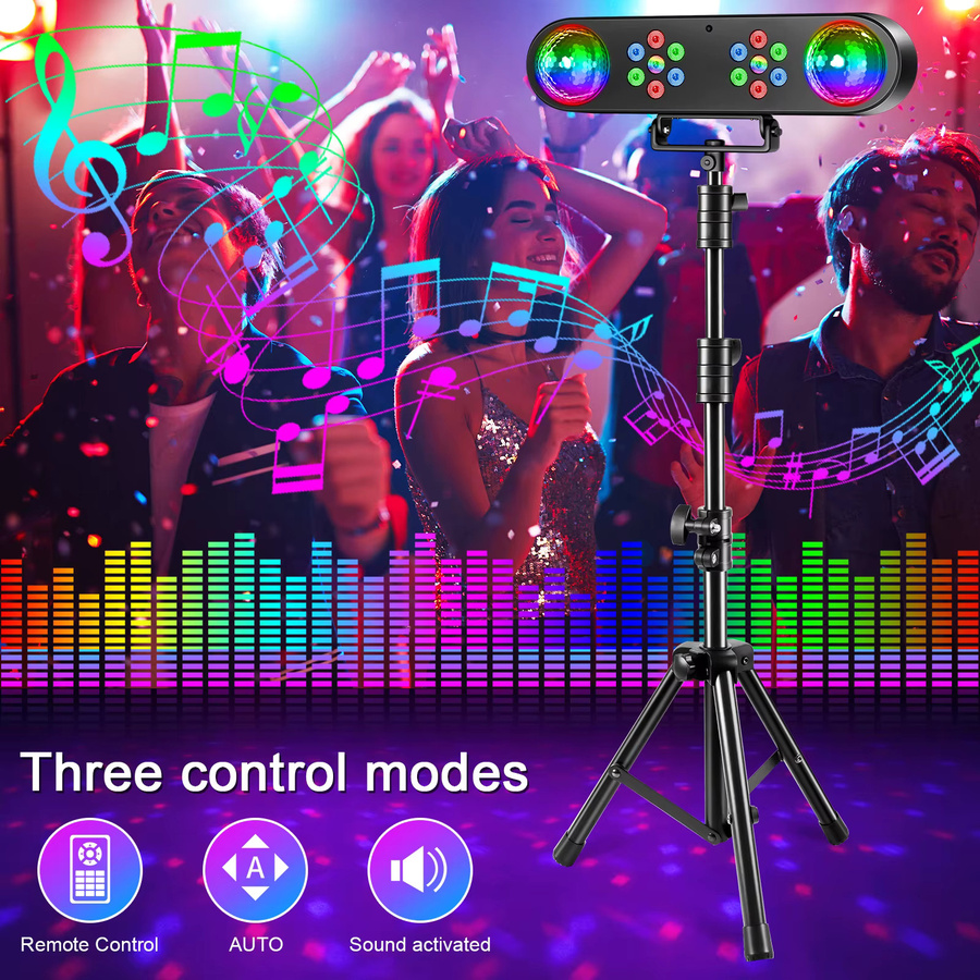 Datewink Mini RGB LED Bühnenbeleuchtung mit Halterung und Fernbedienung, Schwarz, Multicolour - Bild 2
