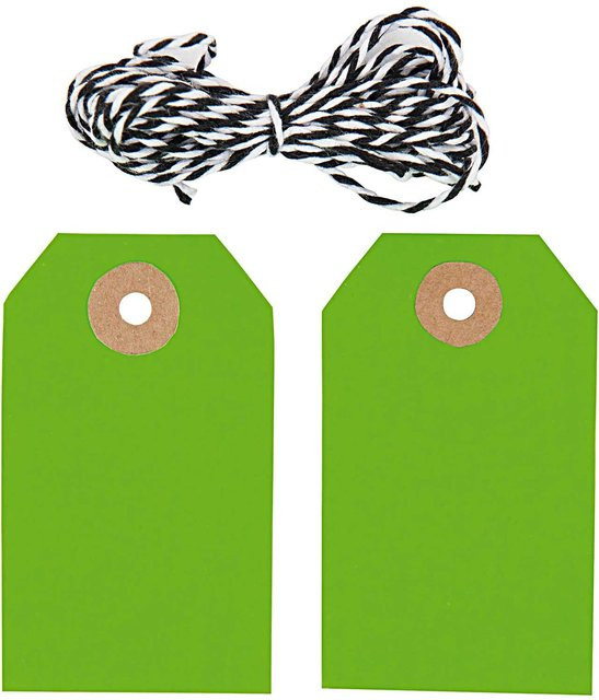 Rico Design Paper Poetry Geschenkanhänger eckig in Neongrün mit Baumwollband, 20 Stück - Bild 1