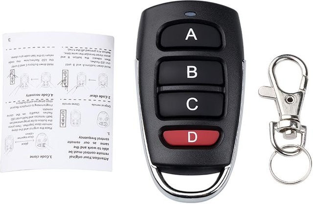 Kebidu 433 MHz Auto Copy RF Fernbedienung mit 4 Kanälen zum Klonen von Garagentoren und Toren in Schwarz - Bild 1