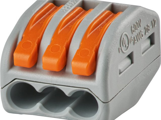 Wago Verbindungsklemme 4 mm² 3-polig Grau-Orange 50 Stück - Bild 1