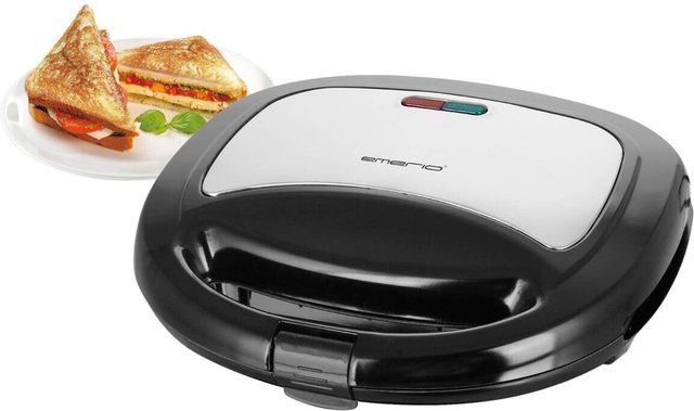 Emerio Sandwichtoaster ST-120889 in Silber und Schwarz aus Edelstahl und Kunststoff, B/H/T: 21,8 x 7,7 x 20,2 cm - Bild 1