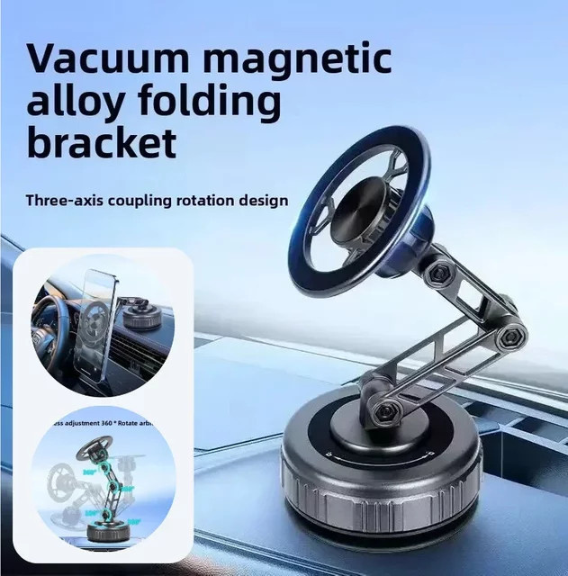 KEBETEME Vakuum-Magnet-Telefonständer, dreiachsig faltbarer Autotelefonhalter mit 360 Grad Drehung und mechanischem Arm, universelle Navigationshalterung - Bild 1