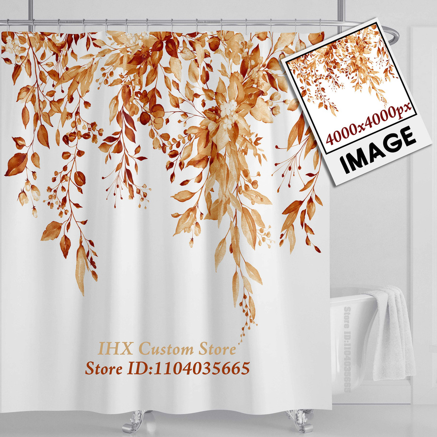 IHX Individueller Duschvorhang aus Polyester, Wasserdicht und Blickdicht mit Haken, Farbe: Nature, B: 180 cm, H: 180 cm - Bild 2