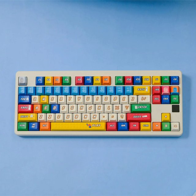 HYEKIT PLAY LEGO Tastenkappen, 150 Stück, PBT-Material, CHERRY-Profil, DYE-SUB, Multicolor, für MX Switch und Wooting mechanische Tastaturen, ISO ANSI-Layout - Bild 1