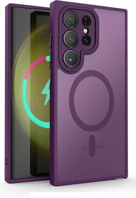 Magnetische Luxus-Telefonhülle mit Matt-Finish und Objektivschutz für Samsung Galaxy S25 S24 S23 S22 Ultra Plus FE, Stoßfest und kompatibel mit kabellosem Laden, Grau - Bild 1