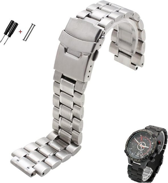 TIMEX Uhrenarmband Edelstahl, Silber Schwarz, Herren, 24mm-16mm - Bild 1