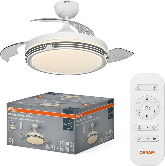 Osram LED Deckenventilator Leveche in Weiß mit Fernbedienung, Dimmer und Timer, Durchmesser: 106 cm - Bild 1