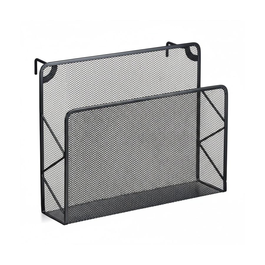 Relaxdays Zeitschriftenhalter aus Stahl in Schwarz mit Mesh-Design, Wandmontage, B/H/T: 28 x 35,5 x 10 cm - Bild 2