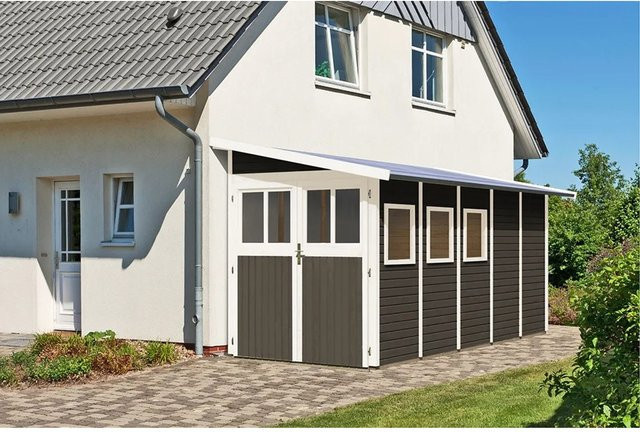 Karibu Holz-Gartenhaus Kristiansund in Terragrau mit modernem Design, B: 442 cm, T: 320 cm, H: 181 cm - Bild 1