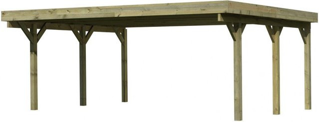 Karibu Doppelcarport Classic 1 mit PVCDach in Natur-Braun, B/T/H: 563 x 394,5 x 237 cm - Bild 3