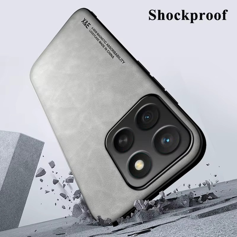 KEYSION Luxuriöse Retro-Handyhülle für Xiaomi 17 aus PU-Leder und Silikon in Grau - Bild 3