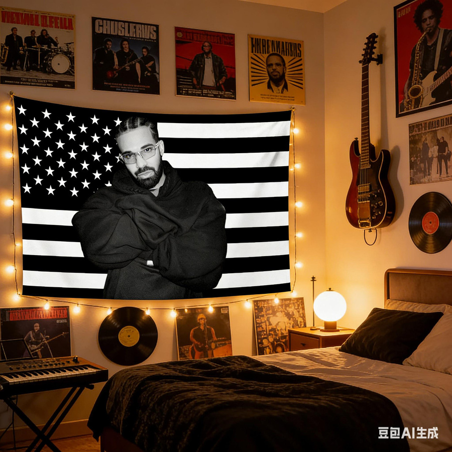 Drake Hip Hop Fan Wandteppich von JMG Household Supplies, Schwarz-Weiß, Polyester, B x H: 40 x 60 cm - Bild 3