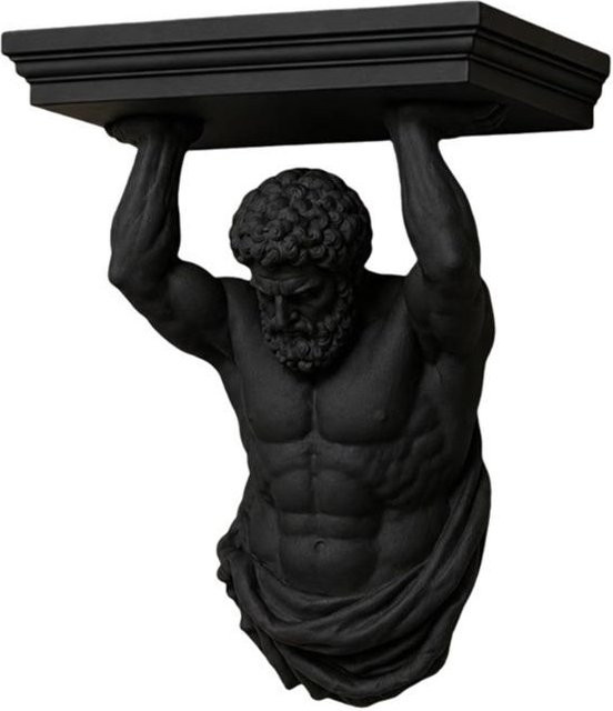 Hongpei Atlas Wandregal mit Statue als Wandhalterung aus Kunststoff in Schwarz - Bild 1