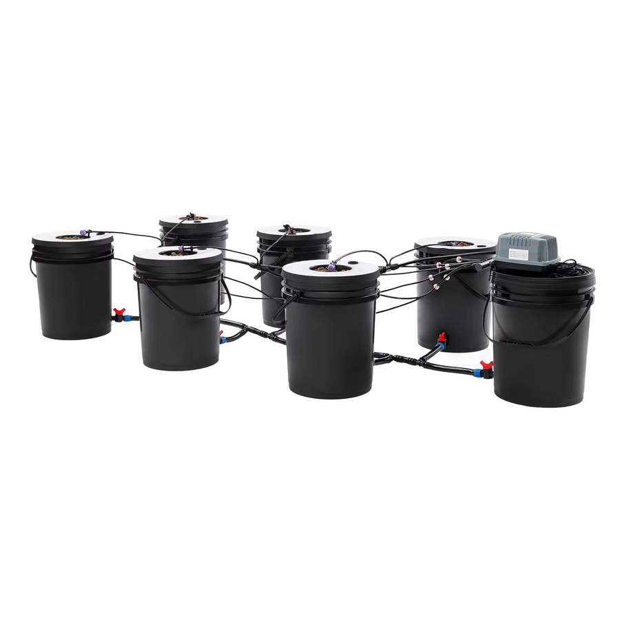 Bymaocar Hydroponisches Eimer-Set für Tiefwasserkultur in Schwarz mit 7 Pflanzeneimern à 20 l und Luftpumpe für den Anbau von Erdbeeren und Salat - Bild 4