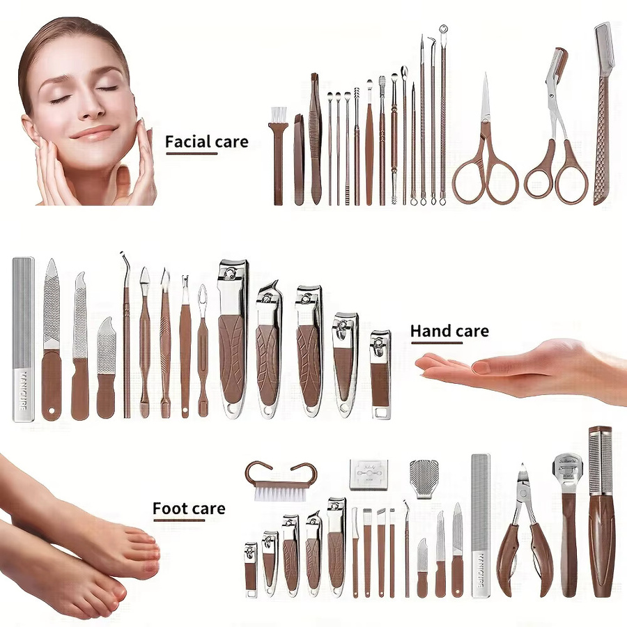 Ouriner Nagelknipser-Set, 42-teilig, Edelstahl, Unisex, Braun - Bild 3