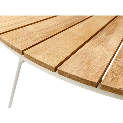 Cinas Gartentisch Ellen aus Teakholz, rund, klappbar, Farbe: Weiß, Durchmesser: 130 cm, Höhe: 74 cm - Bild 2