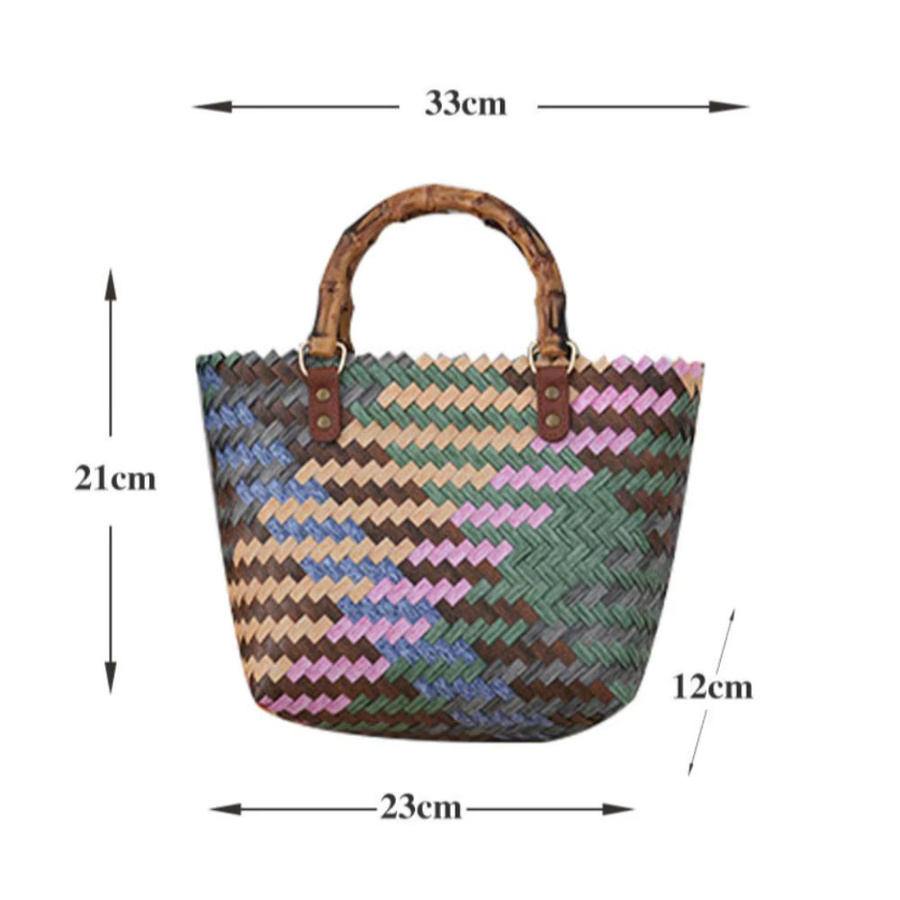 Mini gestreifte Kunststoff-Tasche aus gewebtem Material in Mehrfarbig für Snacks und Geschenke - Bild 3