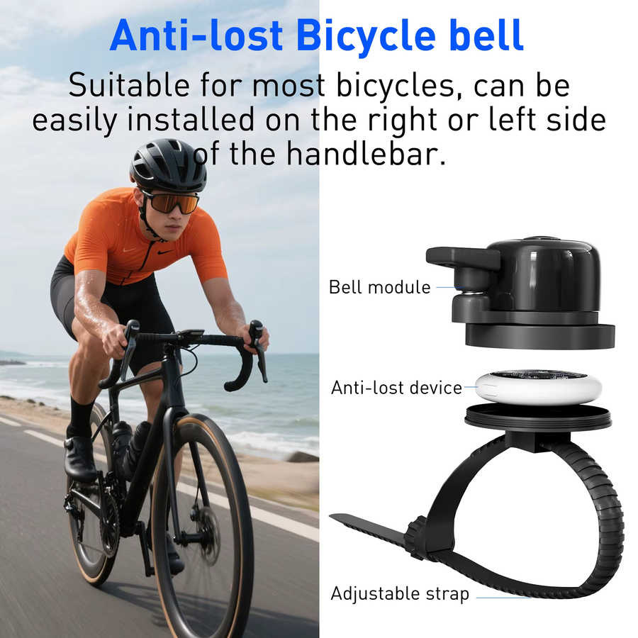 MOSON GPS-Fahrrad-Tracking-Glocke in Schwarz mit iOS Wo ist Funktion als Mini-Ortungsgerät für Diebstahlschutz und Haustier-Positionierung - Bild 2
