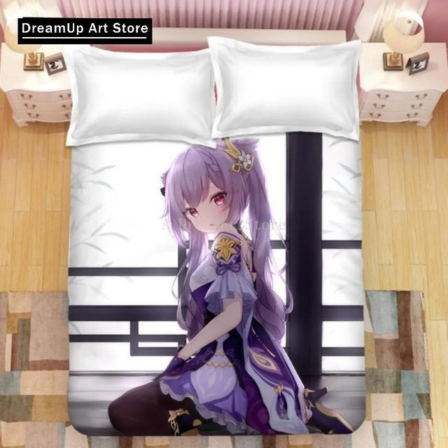 Genshin Impact Eula Bettwäsche Set mit 3D Anime Design, weiche Mikrofaser Bettwäsche für Jugendliche und Erwachsene, Farbe: Weiß, B/H: 90 x 200 cm - Bild 1