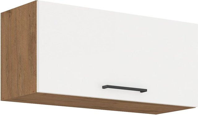 Vigo Kurzhängeschrank Lancelot Küchenblock in Weiß Hochglanz mit Eiche-Optik, Breite: 80 cm - Bild 1