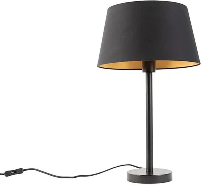 QAZQA Klassische Tischlampe Simplo in Schwarz mit dimmbarem E27 Schirm, Höhe: 32 cm - Bild 1
