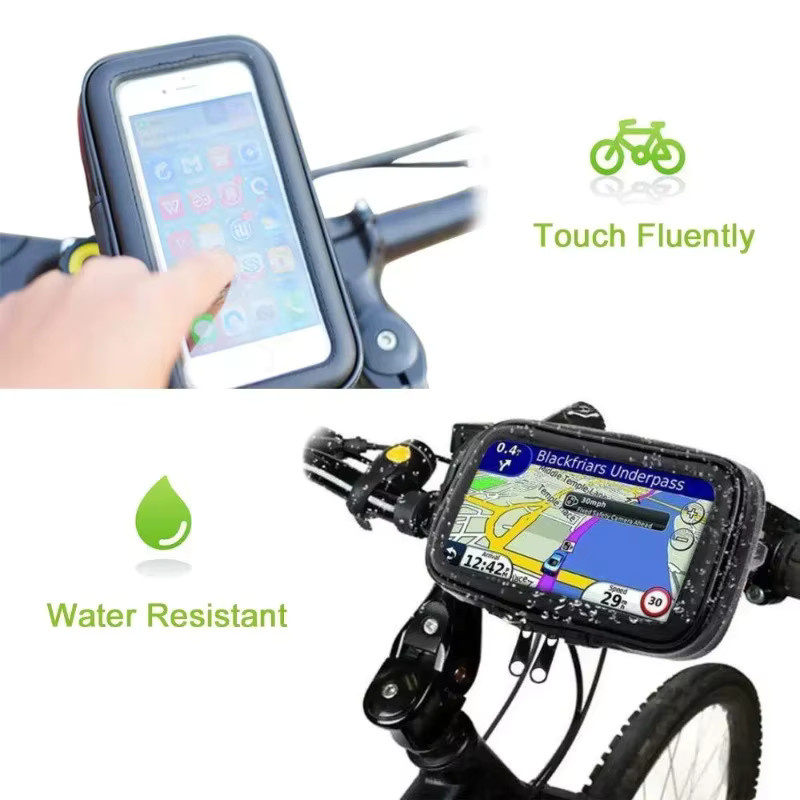 Wasserdichte Navigationshalterungstasche mit Touchscreen für den Rückspiegel als Motorradzubehör in Schwarz - Bild 4