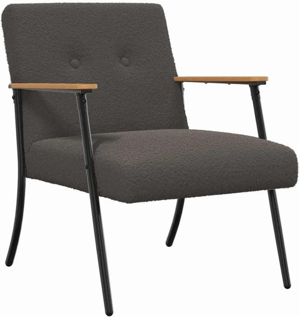 vidaXL Sessel in Grau mit Bouclé-Stoff und Armlehnen, B/T/H: 59 x 75 x 78 cm - Bild 1