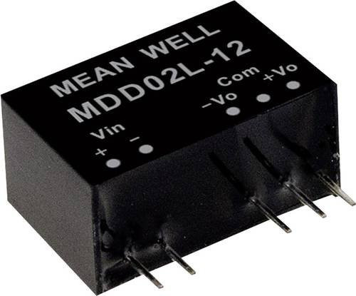 Mean Well MDD02M-05 DC/DC-Wandlermodul Schwarz mit 2 Ausgängen, 200mA, 2W - Bild 1