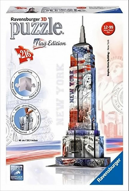 Ravensburger Flag Edition Empire State Building, 3D Puzzle-Bauwerke, 216 Teile, ab 12 Jahre - Bild 1