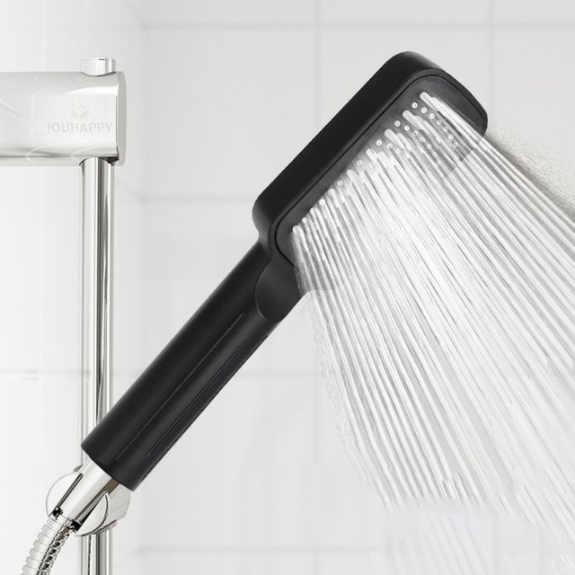 IOUHAPPY Regenduschkopf in Schwarz Matt mit Massagedüsen und wassersparender Funktion, rechteckig - Bild 1