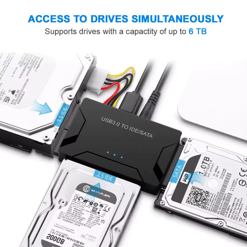 Congdi 3 in 1 USB 3.0 zu SATA und IDE Festplattenadapter Konverterkabel für 2,5 und 3,5 Zoll HDD SSD sowie CD DVD ROM in Schwarz - Bild 2