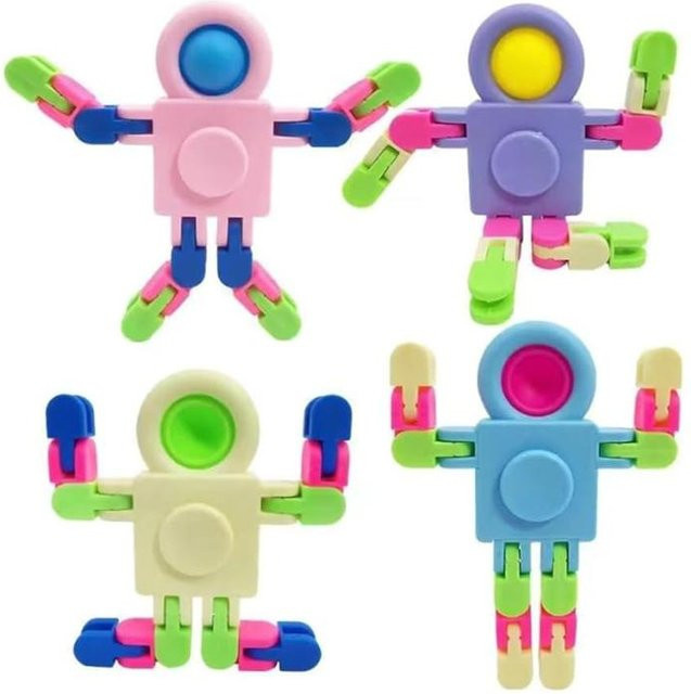 Kidsly Fidget Sensorik Spinner Spielzeuge, 4er Pack, Verformbare Kette Roboter Fingerspitzen Spielzeug - Bild 1