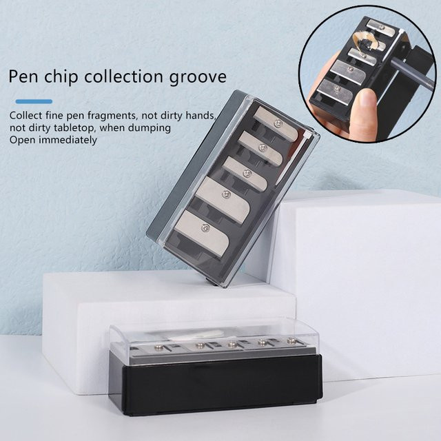 Multifunktionaler 5-Loch-Anspitzer mit Deckel für Eyeliner, Lipliner und Kunstbedarf aus Kunststoff - Bild 1