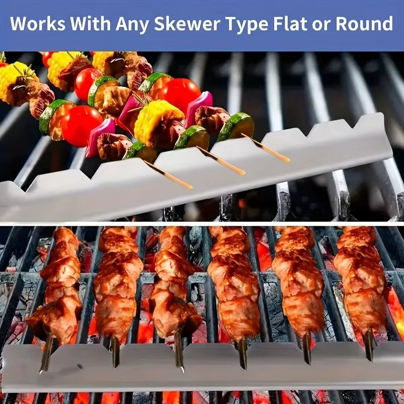 Universeller Kebab-Spießhalter aus Edelstahl in Silber, praktisches Grillwerkzeug für Küche und Outdoor, Höhe: 30 cm - Bild 3