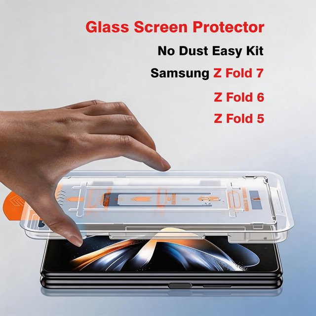 2 Stück Panzerglas Displayschutz für Samsung Galaxy Z Fold 7, 6 und 5 in Transparent mit Installationskit zur staubfreien Montage - Bild 1
