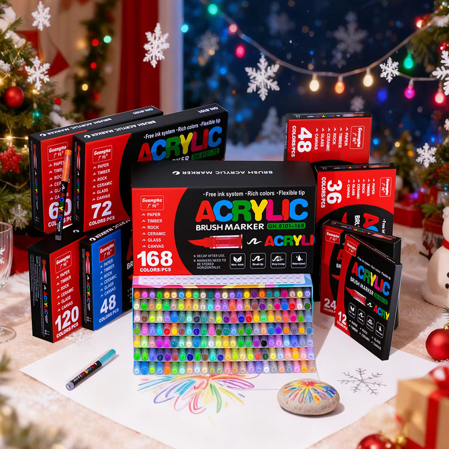 Acryl-Marker-Set mit Weihnachtsmotiv in Multicolour und Weiß, gerade Flüssig-Marker mit weicher Spitze für DIY-Kunstmalerei und Doodling - Bild 6
