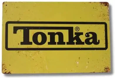 Tonka Blechschild im Vintage-Stil für Spielzeug-LKWs, gelbes Metallschild zur Dekoration, Breite: 30,0 cm, Höhe: 20,0 cm - Bild 1