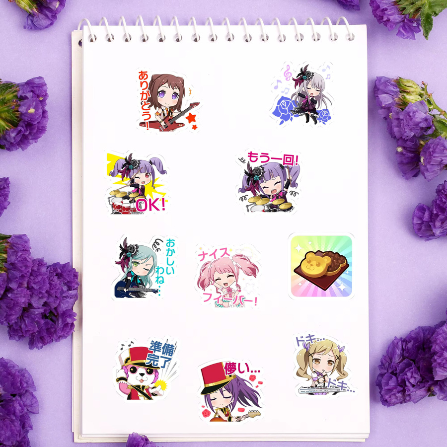 40 Stück BanG Dream Anime Aufkleber Set mit bunten Cartoon-Charakter-Stickern für Handyhüllen, Computer und Wasserbecher - Bild 2