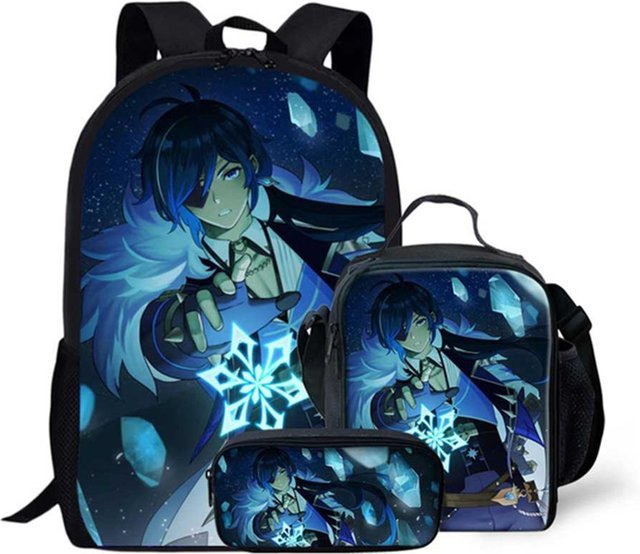 Fancy Style Studio Genshin Impact Set aus Rucksack, Lunchtasche und Federmäppchen in Blau - Bild 1