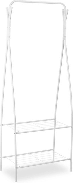 Relaxdays Kleiderständer aus Metall mit 2 Ablagen in Weiß, H: 158 cm, B: 60 cm, T: 33 cm - Bild 1