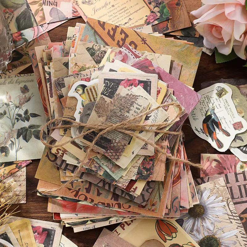 100 Blatt kreatives Scrapbook Papier-Set in Multicolour für DIY Junk-Journal, Collage und Fotoalbum im Vintage-Stil - Bild 4