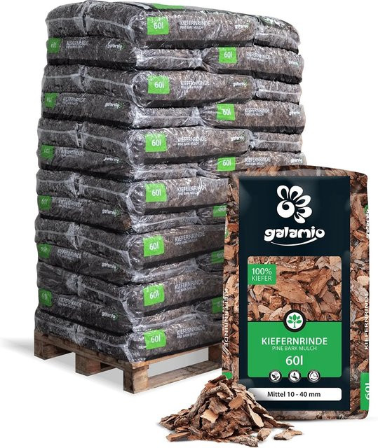 Galamio Rindenmulch Kiefer braun, 60 l pro Sack (39 Säcke Palette) - Bild 1