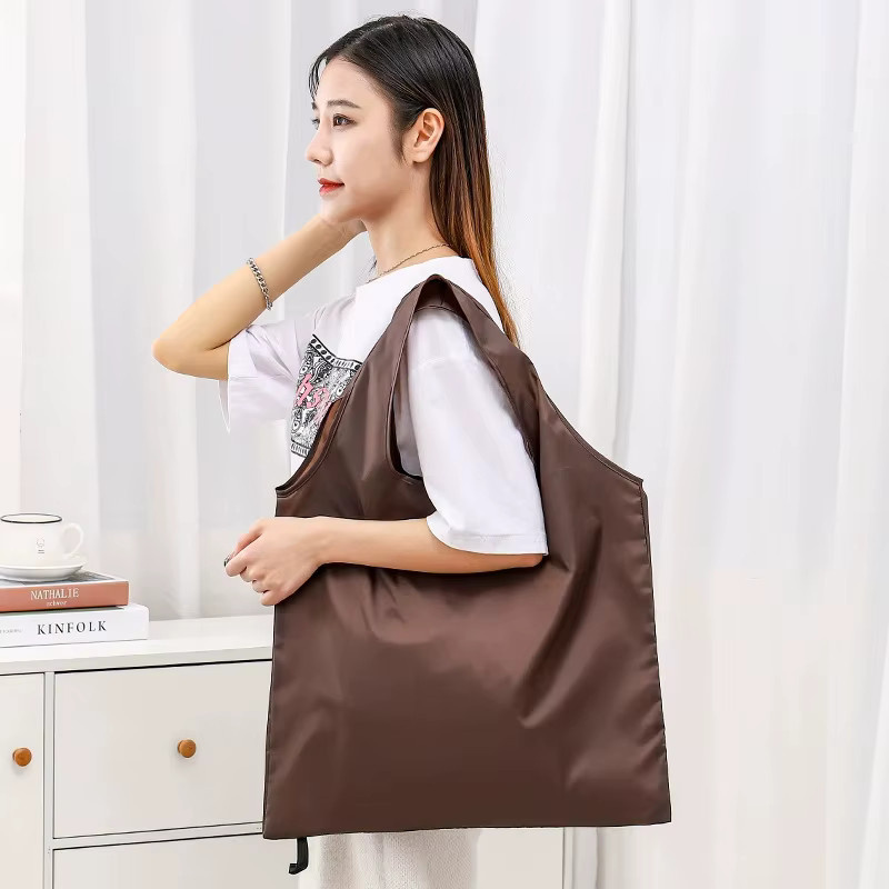 5er Set faltbare Einkaufstaschen von KindFuny in Braun aus Polyester für Lebensmittel und Reisen - Bild 2
