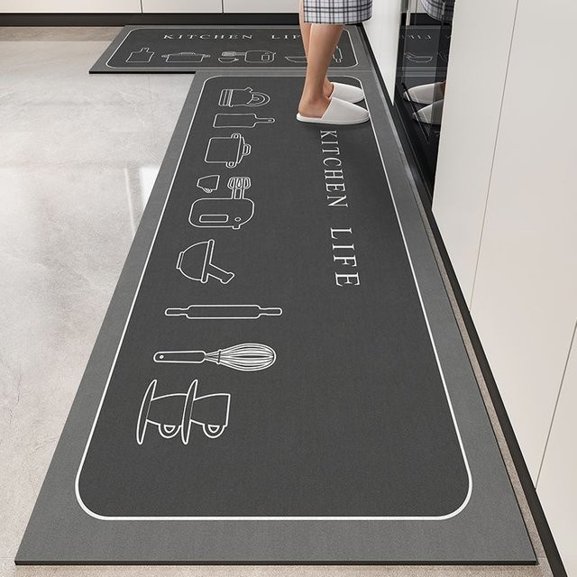 Yiran Furniture Kieselgur Küchenbodenmatte Set, grau, B: 80 cm, T: 50 cm - Bild 1