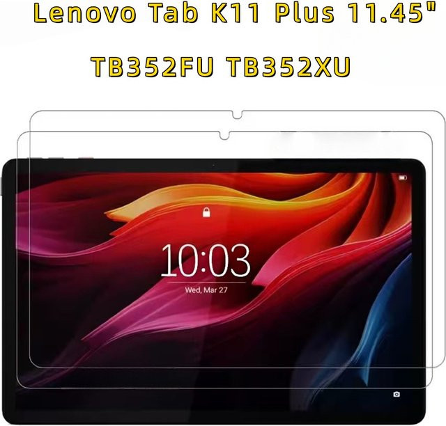 2er-Pack Gehärtetes Glas Displayschutzfolie für Lenovo Tab K11 Plus 11,45 Zoll 2024 TB352FU TB352XU, Transparent, Anti-Fingerprint-Schutz - Bild 1