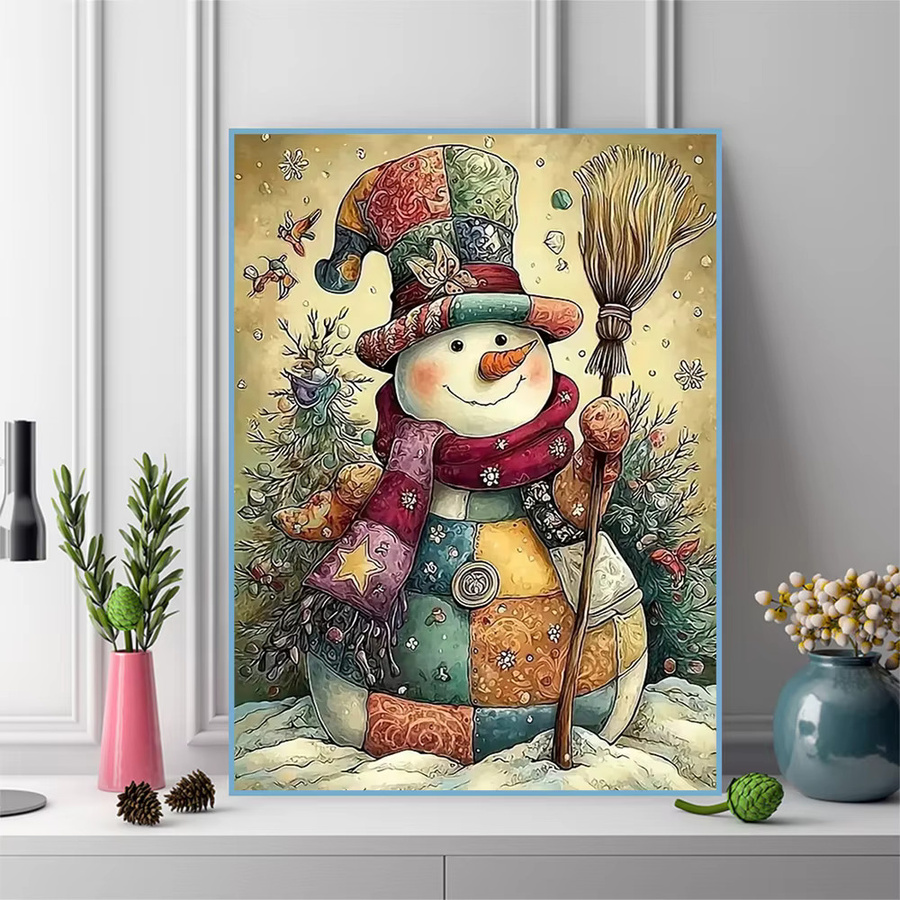 Momoart Diamantmosaik Schneemann Winter DIY Landschaft Stickerei in Mehrfarbig mit runden Diamanten zur Dekoration - Bild 3