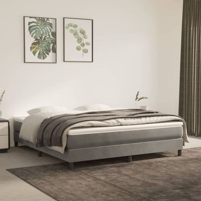 Vidaxl Boxspringbett mit Matratze in Grau aus Samt, B/T/H: 160 x 200 cm - Bild 1