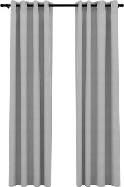 vidaXL Verdunkelungsvorhänge in Leinenoptik mit Ösen, 2 Stück, Grau, B: 140 cm, H: 245 cm - Bild 1